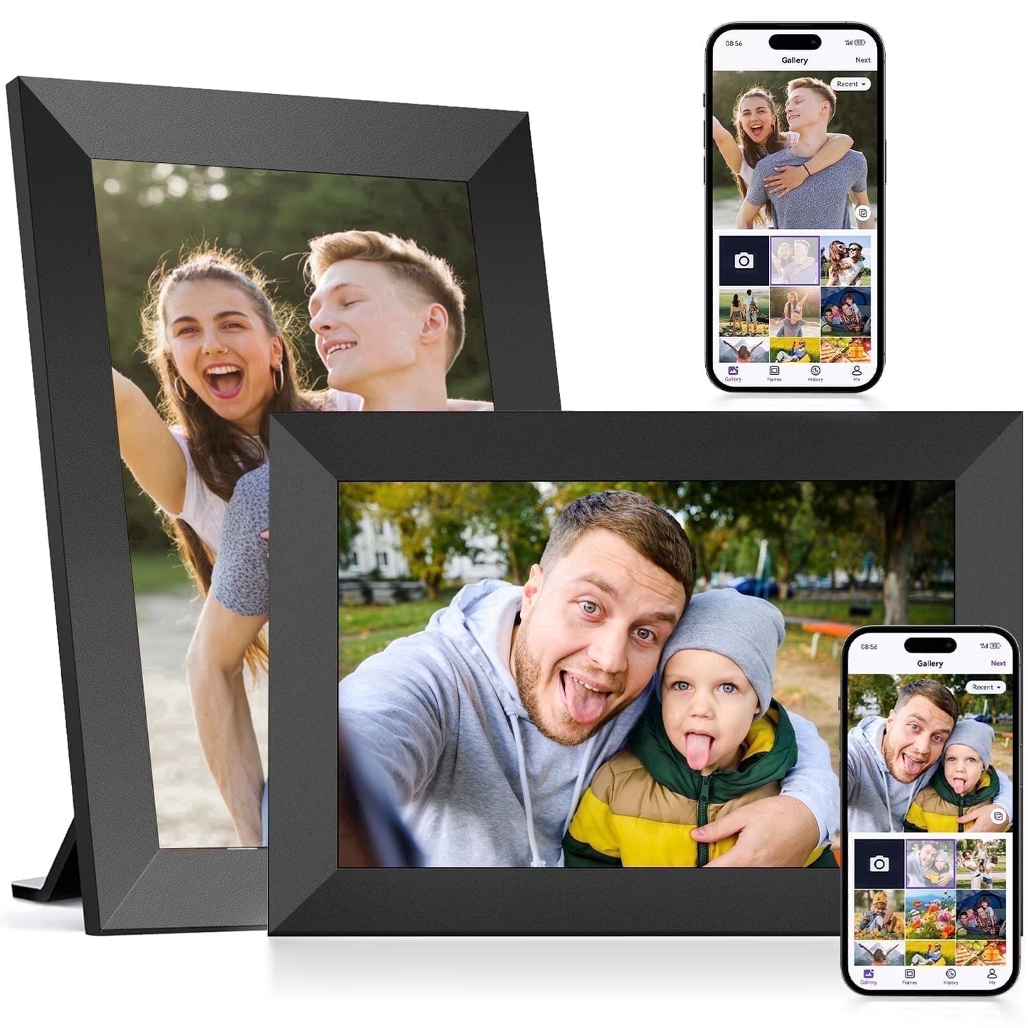 10.1 inch Digital Picture Frame, 32GB IPS Smart Digital Photo Frame with Wifi and App, Auto-Rotate, Father's Day Gift