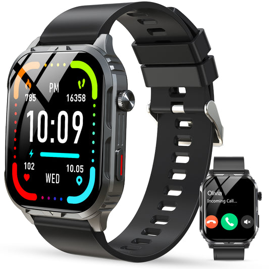 Smart Watch for Android and iPhone, H5 IP68 Waterproof Smartwatch for Women Men , Smart Watch with Bluetooth Call(Answer/Make Calls), Black