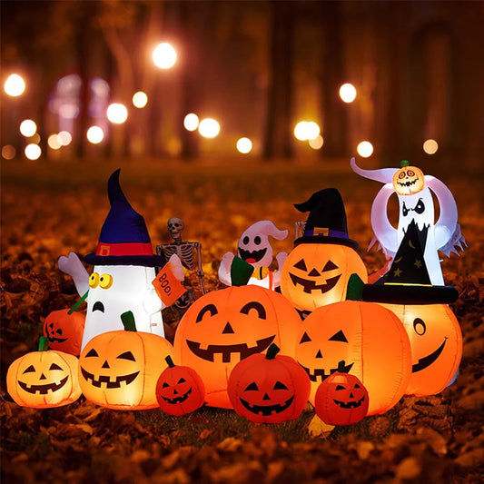 8 FT Long Halloween Inflatables Pumpkin Decorations with Build-in LED Lights, Halloween Pumpkin Stack Blow Up for Indoor Outdoor Lawn Garden Home Yard Party