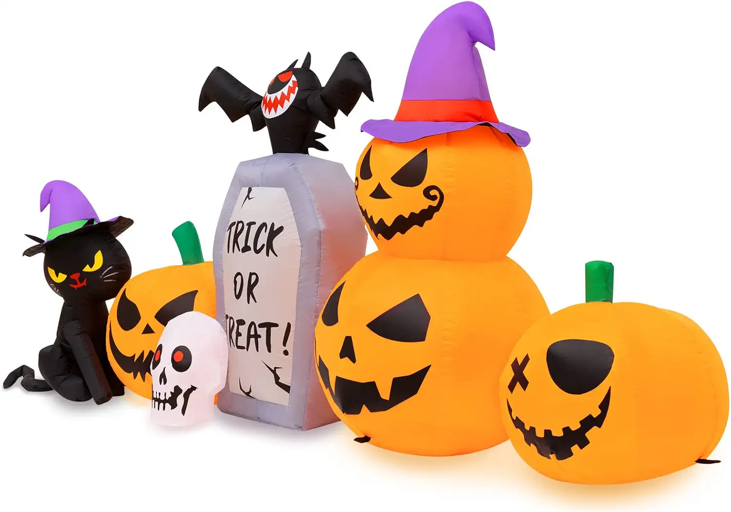 8 FT Long Halloween Inflatable Decorations, Halloween Pumpkin Stack Blow Up Built-in LED Lights for Indoor Outdoor Holiday Home Party Garden Yard Lawn