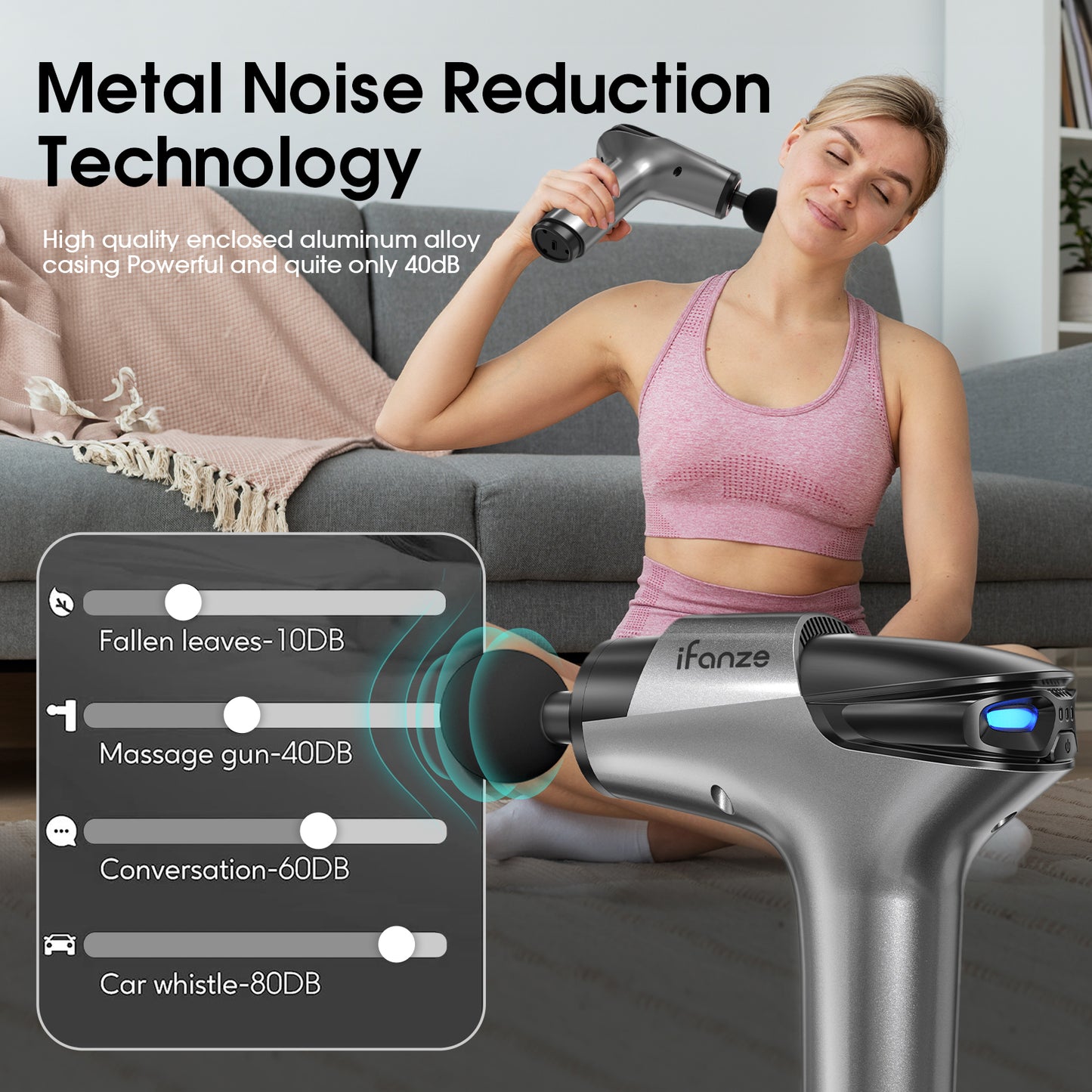 Massage Gun Deep Tissue, 5 Speeds Quiet Percussion Handheld Electric Muscle Massager with 8 Replacement Heads for Gym Office Home Post-Workout Recovery, Gray