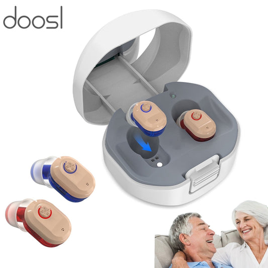 Sound Amplifiers for Ears, Noise Reduction, in-ear Rechargeable Personal Sound Amplifiers with Portable Charging Case, PSAP for Seniors and Adults