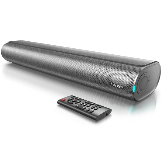 Posrue Sound Bar, 16 inch Bluetooth TV Speaker with Remote & 2 Built-in Full-frequency Speakers, 50W Wireless Soundbar for TV Home Theater & Audio, Iron Gray