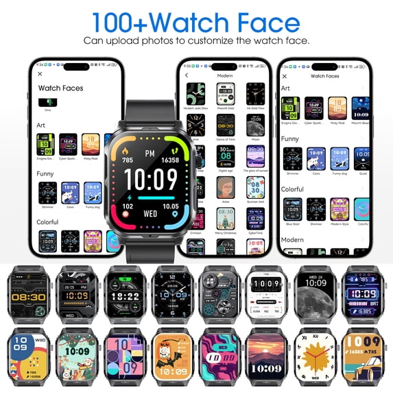 Posrue H5 Smart Watch with Bluetooth Call, IP68 Waterproof Fitness Tracker for Women and Men, Black