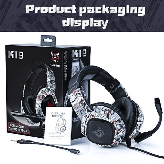K19 Gaming Headset, Stereo Bass Surround Noise Cancelling LED Rgb 3.5mm Headphone for PS4 PS3 Xbox One Nintendo Switch PC Mac, Designed Technically for Gamer